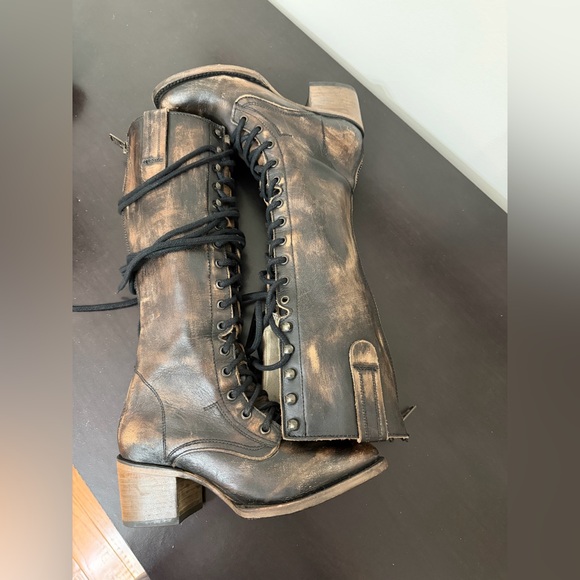 Freebird by Steven Shoes - Freebird by Steven Grany Distressed Black and Brown Lace-Up Boots 7